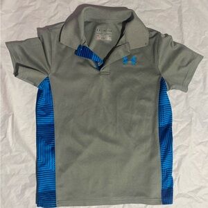 Under Armour Kids Polo in Gray with Blue Accents